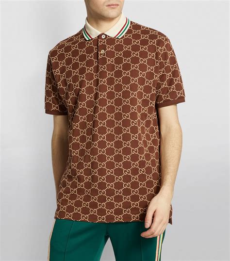 gucci brown t shirt|Gucci lace polo shirt.